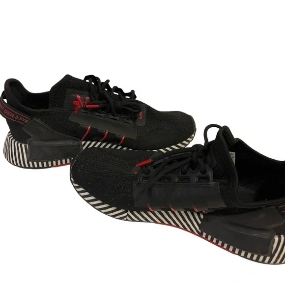 Men’s ADIDAS NMD R1 V2 Dazzle Camo Black Sneakers Shoes - Picture 6 of 8